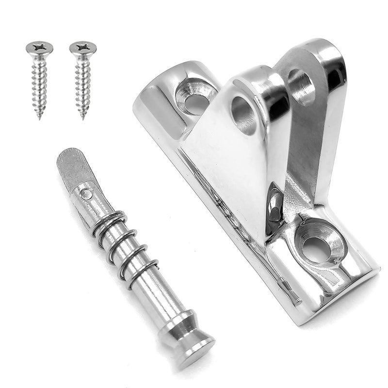 Amadget 2 PCS Bimini Top Deck Hinge 90Â°Fitting Concave Base Hardware with Quick Release Pin 316 Stainless Steel with Screws - Image 4